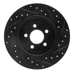 Chrysler 300 Brake Rotor (1) - Rear Left - R1 Concepts - Drilled & Slotted - Black - `05-`23